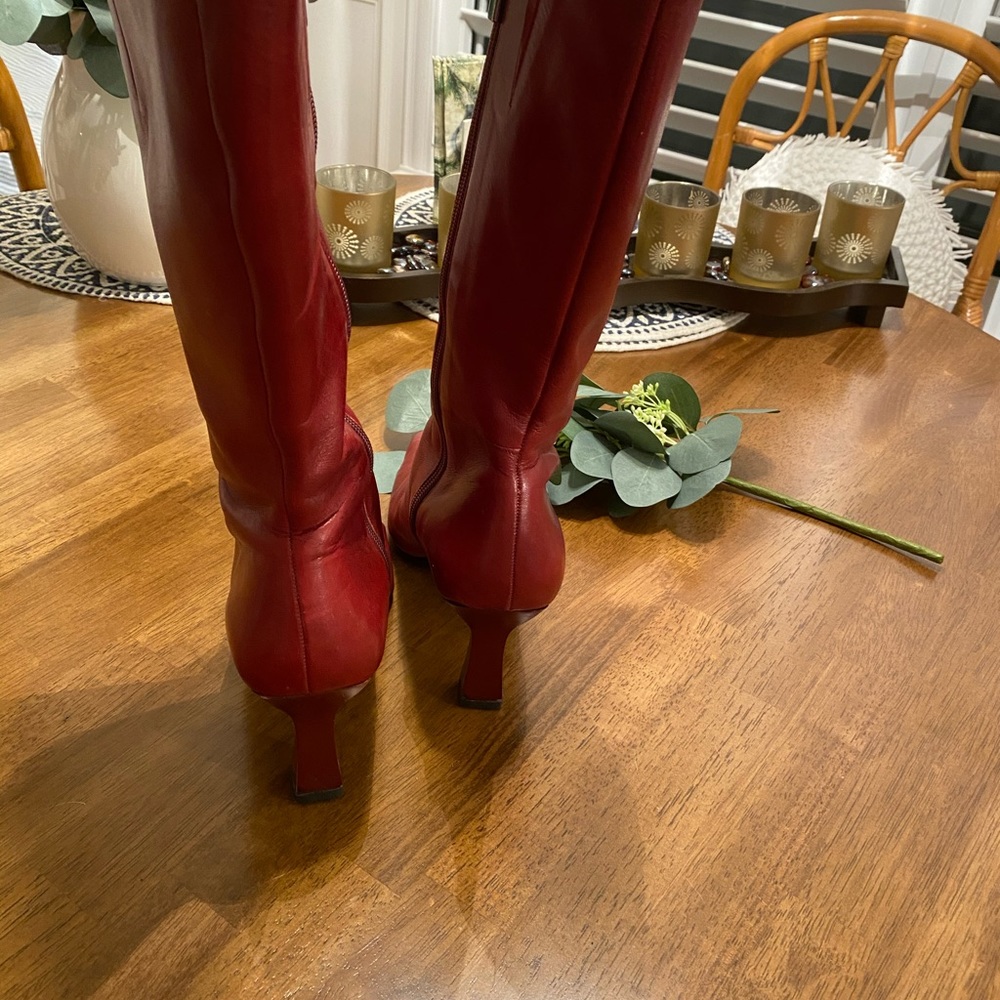 Nine West Red Leather Boot 8.5 - Picture 6 of 8